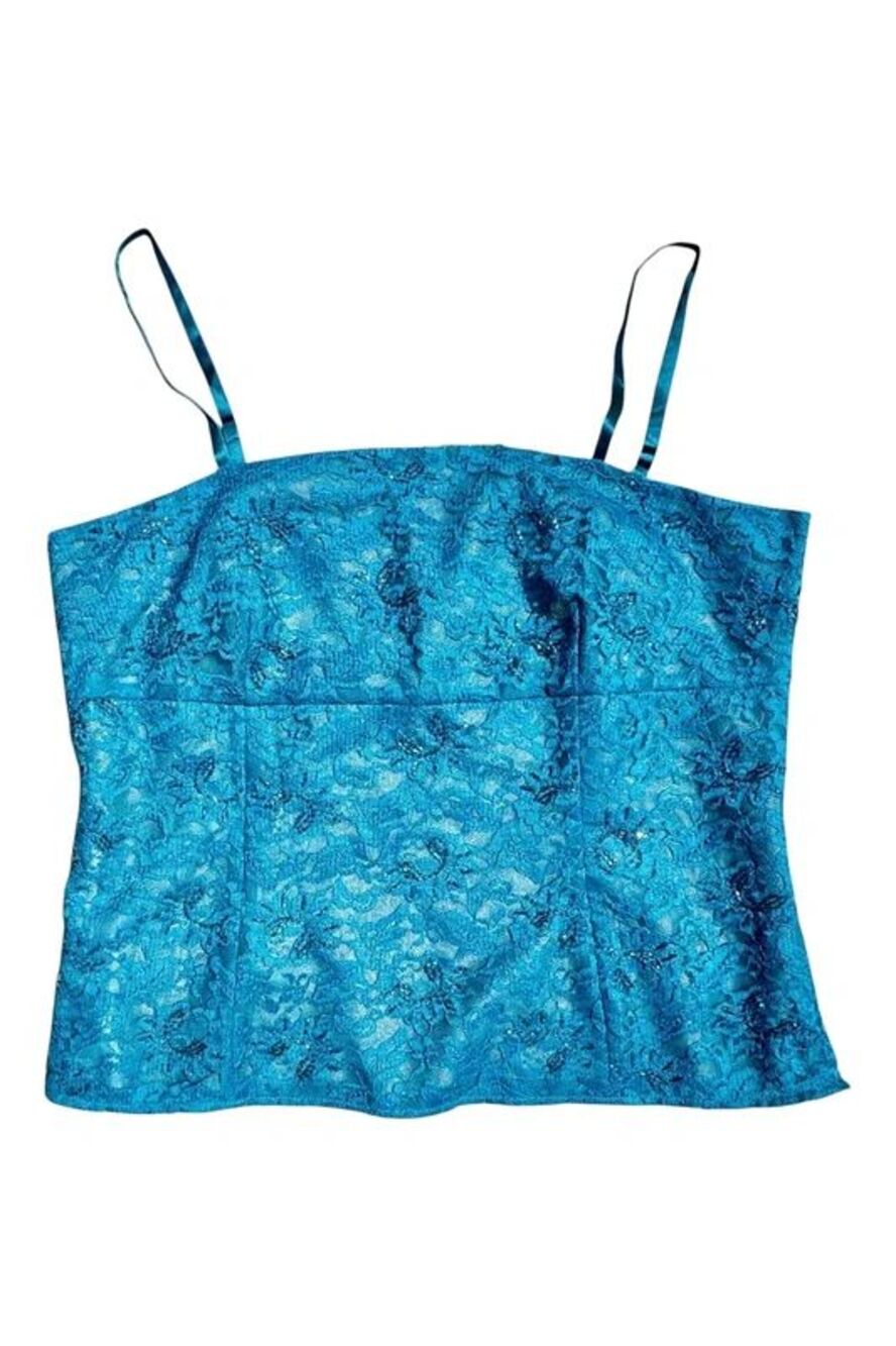 Y2K Mermaidcore Coquette Sparkle Beaded Lace Camisole Cami Going Out Top NWT - L